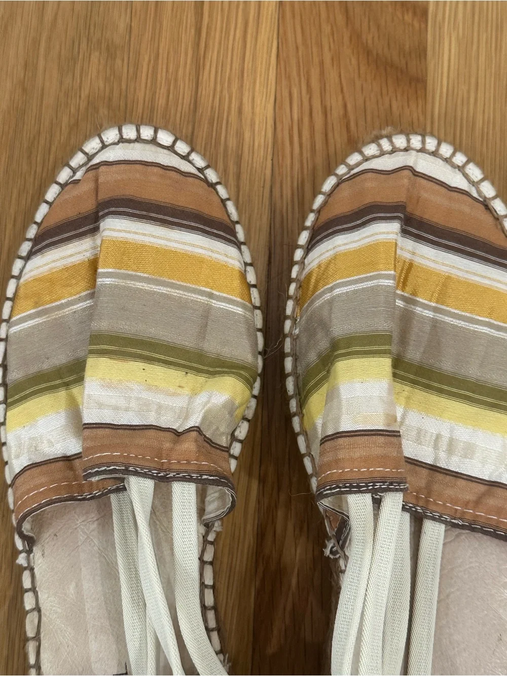 Eric Michaels Striped earth tone  Silk Espadrille Shoes Boho Festival coastal